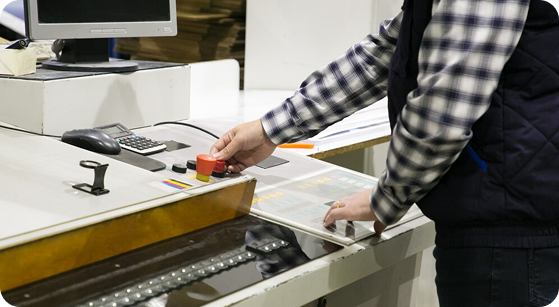 Man using barcode scanner